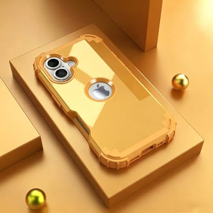 IDweel for iPhone 16 Case with Screen Protector,Luxury 3 in 1 Shockproof Slim Fit Hybrid Heavy Duty Hard PC Cover Soft Silicone Bumper Full Body Anti-Fingerprint Case,Glitter Sundial Golden - color: Glitter Sundial Golden