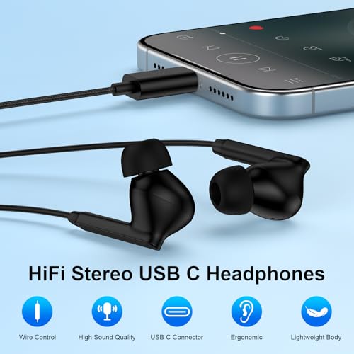 Pixel Earbuds Wired for Google Pixel 11/10a/10 Pro XL/Fold,9a,9 Pro XL/Fold - color: Black