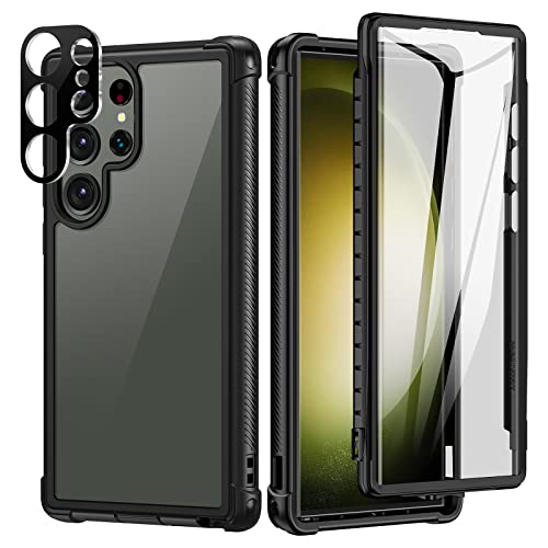 seacosmo Designed for Samsung Galaxy S23 Ultra Case, Full Body Shockproof Cover, with Built-in Screen Protector Slim Fit Protective Case for S23 Ultra 6.8", Black - color: Black, size: Samsung Galaxy S23 Ultra