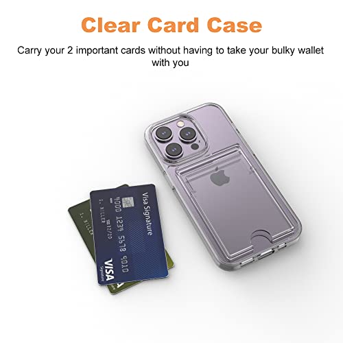 iPhone 14 Pro Max Clear Card Case - Hybrid Slim Fit Wallet with 2-Card Holder, TPU + PC, Anti-Yellowing, 6.7" 2022 - color: Clear, size: iPhone 14 Pro Max