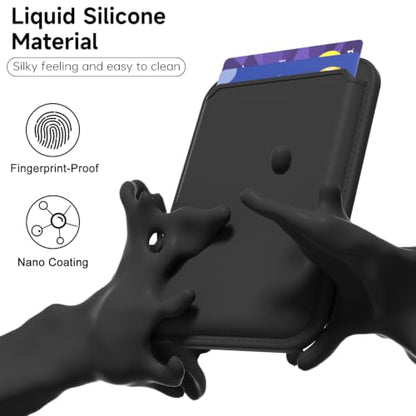 LoeoeL Magnetic Phone Wallet Compatible with Magsafe Wallet, Silicone ID Credit Card Holder Wallets for Back of Phone Pocket, Slim Thin Pouch Sleeve Wallets for iPhone Samsung, Pixel, Black - color: Black