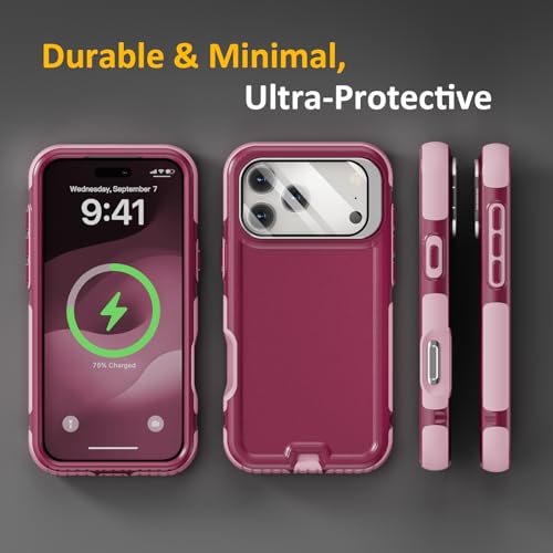Follaroma Magnetic for iPhone 17 Pro Case with Camera Stand, Purple Pink | Built-in Glass Camera Cover,Compatible with MagSafe,Heavy Duty Shockproof Protective,Military-Grade Anti-DropDual Layer Cover - color: Purple Pink, size: iPhone 17 Pro 6.3''