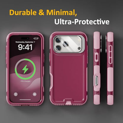 Follaroma Magnetic for iPhone 17 Pro Case with Camera Stand, Purple Pink | Built-in Glass Camera Cover,Compatible with MagSafe,Heavy Duty Shockproof Protective,Military-Grade Anti-DropDual Layer Cover - color: Purple Pink, size: iPhone 17 Pro 6.3''