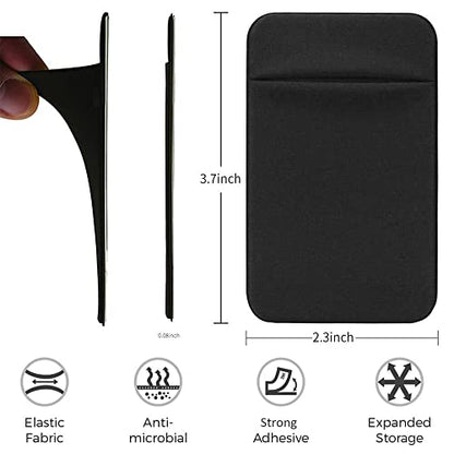 Fulgamo Phone Wallet Stick on,Card Holder for Phone Case,Phone Card Holder - color: 2Black,1Teal Green
