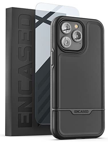 ENCASED Shockproof Case Compatible with iPhone 14 Pro - Ultra Protective Heavy Duty Magnetic Phone Cover, Rebel Series (Black) - color: Black, size: iPhone 14 Pro