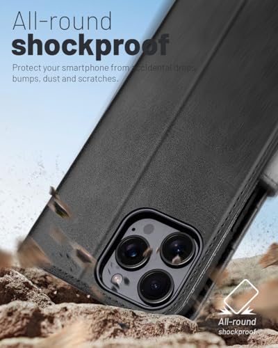 OCASE Compatible with iPhone 16 Pro Wallet Case, PU Leather Flip Folio Case with Card Holders RFID Blocking Kickstand [Shockproof TPU Inner Shell] Phone Cover 6.3 Inch 2024, Graphite - color: Graphite