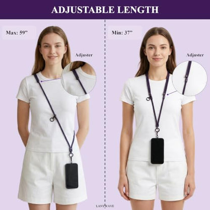 4-in-1 Phone Lanyard, Crossbody, Neck, Wrist & Finger Strap - color: Deep Purple