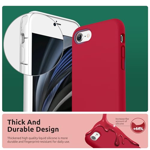SURPHY Designed for iPhone SE Case, iPhone 8 Case, iPhone 7 Case, Liquid Silicone Phone Case for iPhone se 3rd 2nd SE 2022 SE 2020, Red - color: Red