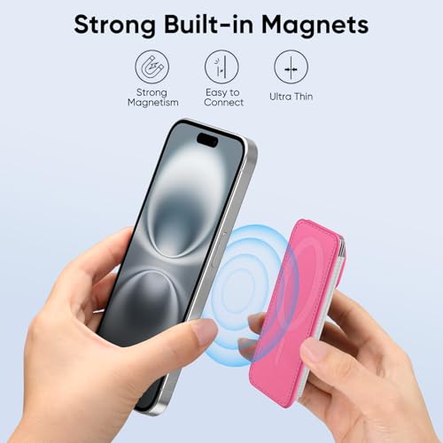 FINPAC MagSafe Wallet Magnetic Card Wallet Holder for Women Men - color: Pink