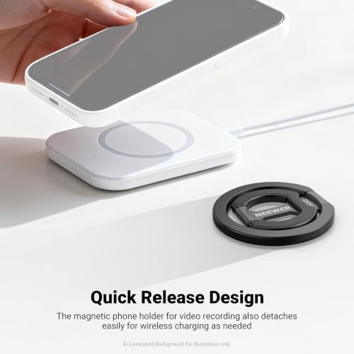 NEEWER Magnetic Phone Grip, Dual Side Magnet Cell Phone Ring Holder Stand Foldable Kickstand Portable Compatible with MagSafe iPhone Samsung Android for Car Mount Workout Gym Video Recording, PA140 - style: PA140