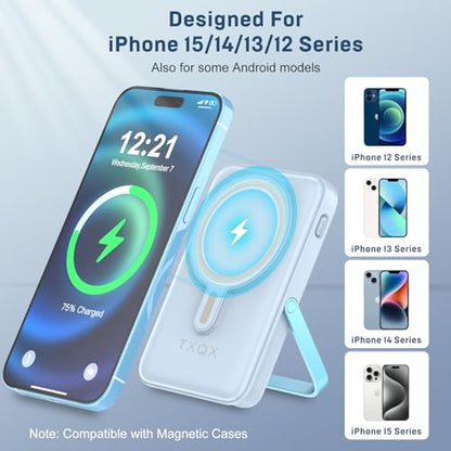 Wireless Portable Charger 10000mAh,Magnetic Power Bank with Built-in Cables LED Display,22.5W PD Fast Charging for Magsafe Battery Pack Compatible with iPhone16/15/14/13/12/Pro/Pro Max(Blue) - color: Blue