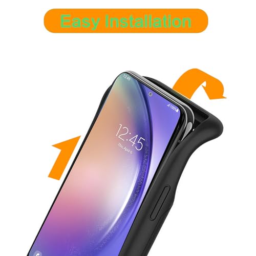 Battery Case for Galaxy A54,Enhanced [12000mAh]Ultra Thin Portable Protective Qi Wireless Charging Case Compatible with Galaxy A54 (6.4inch) Rechargeable Extended Battery Charger Case (Black) - size: for Galaxy A54