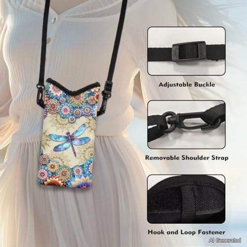Cross Body Phone Bag for Women Men Water-Resistant Phone Bag Small Crossbody Bag Protective Smartphone Case Pouch Cellphone Pouch Purse Bag, 8 x 4 Inch, Boho Dragonfly Flower Print - color: Boho Dragonfly Flower Print