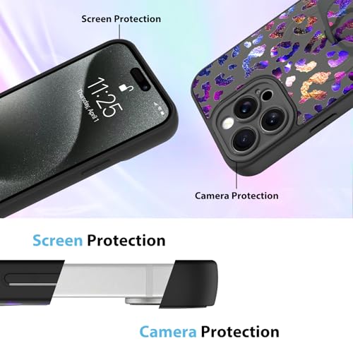 KANGHAR Compatible with iPhone 15 Pro Max Case Leopard Pattern -Black - color: Black-Leopard(Iridescent), size: iPhone 15 Pro Max