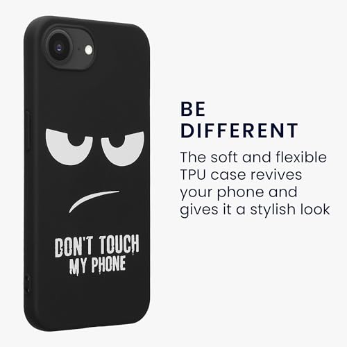 kwmobile TPU Silicone Case Compatible with Apple iPhone 17e / iPhone 16e - Case Soft Cover - Don't Touch My Phone White/Black - size: iPhone 17e / iPhone 16e