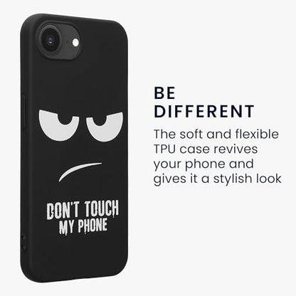 kwmobile TPU Silicone Case Compatible with Apple iPhone 17e / iPhone 16e - Case Soft Cover - Don't Touch My Phone White/Black - size: iPhone 17e / iPhone 16e