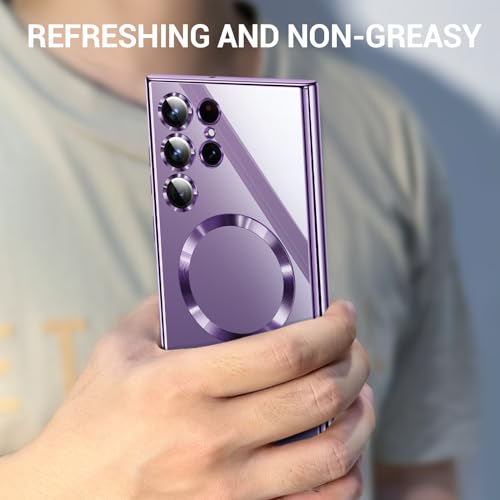Hurgoer for Samsung Galaxy S24 Ultra Case（Only）.Magnetic Cover for S24 Ultra，Glossy Slim Thin Soft funda capa para for 6.8 inch.Compatible with MagSafe (Purple) - color: Purple