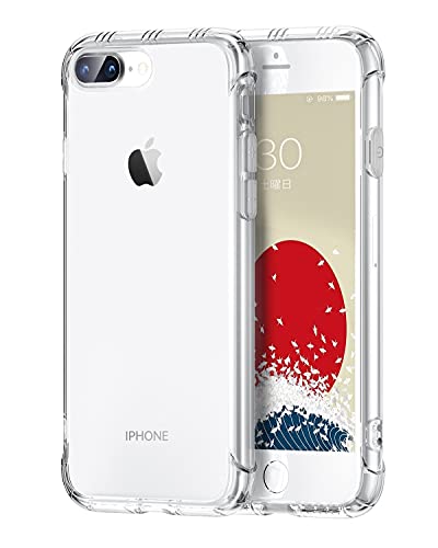 ONES for iPhone 8 Plus/7 Plus Case Clear, Slim Soft TPU Silicone Cover, Military Drop Protective Thin Phone Bumper Case with Shockproof Airbags, Yellowing Resistant, Transparent - color: HD High Transparency, size: iPhone 8Plus / 7Plus
