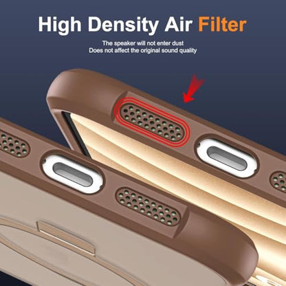 SKYLMW Compatible with iPhone 16 Case with Stand,Desert Brown | iPhone 16 Phone Case 6.1",Magnetic Ring Stand,Compatible with MagSafe,Military-Grade Protection,Great Grip Feeling - color: Desert Brown, size: Iphone 16