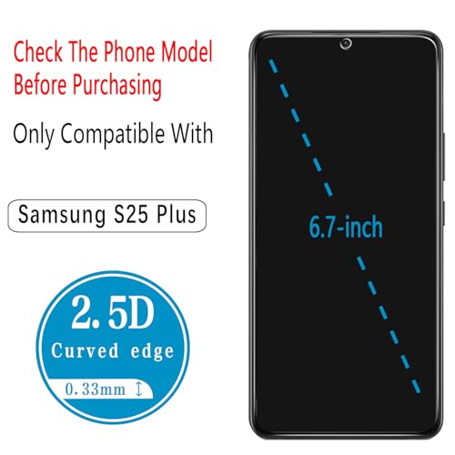 Privacy Screen Protector for Samsung Galaxy S25 Plus Tempered Glass - color: Samsung Galaxy S25 Plus-Black
