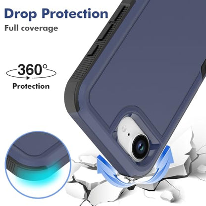 for iPhone 16E / iPhone 17E Case: Dual Layer Protective Heavy Duty Cell Phone Cover Shockproof Rugged with HD Screen Protector - Military Protection Bumper Tough - for iPhone 16E / 17E, Navy Blue - color: Navy Blue (PC) + Black (TPU)