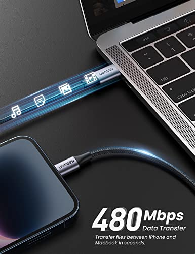 UGREEN USB C to Lightning Cable 3FT - MFi Certification Lightning Cable Compatible with iPhone 14/14 Pro/14 Pro Max, iPhone 13/12/11/X/XR/XS/8 Series, iPad 9, AirPods Pro, and More - size: 3FT