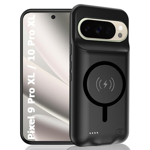 Battery Case for Pixel 9 Pro XL/10 Pro XL,10000mAh Portable Protective Wireless Case Support Carplay Compatible with Pixel 9/10Pro XL(6.8 inches) Rechargeable Extended Battery Charger Cover (Black) - size: for Pixel 9 Pro XL/10 Pro XL