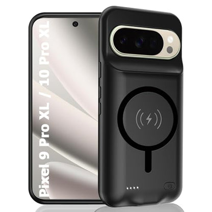 Battery Case for Pixel 9 Pro XL/10 Pro XL,10000mAh Portable Protective Wireless Case Support Carplay Compatible with Pixel 9/10Pro XL(6.8 inches) Rechargeable Extended Battery Charger Cover (Black) - size: for Pixel 9 Pro XL/10 Pro XL