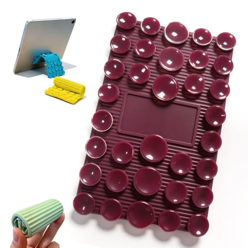 Silicone Phone Stand with Aluminum, Foldable Bendable Adjustable Holder for Desk, Portable Multi-Angle Stand (Deep Purple) - color: Deep Purple