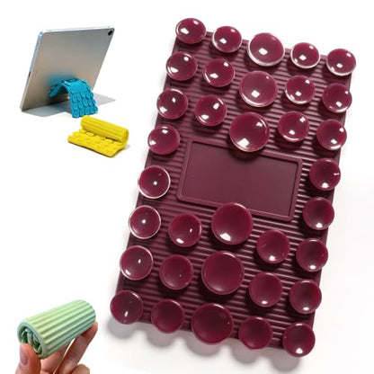 Silicone Phone Stand with Aluminum, Foldable Bendable Adjustable Holder for Desk, Portable Multi-Angle Stand (Deep Purple) - color: Deep Purple
