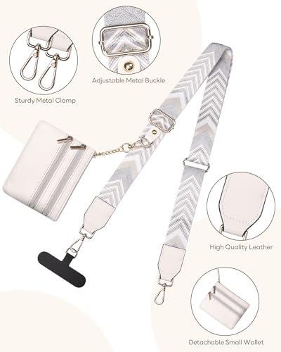 Phone Strap with Zippered Wallet and Clear Purse, Universal Adjustable Crossbody Phone Lanyard with Wallet (Arrowhead)