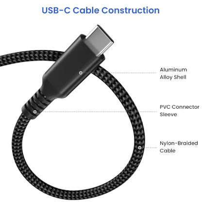 Elebase 60W USBC Car Charger Cable 3.3FT with USB Adapter - color: Straight-Black, size: 3.3 FT