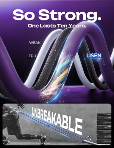 LISEN 240W Chubby USB C to USB C, 4 in 1 Charging Cable (6.6FT) with Light, USB A/C to C/L Multi Charging Cable for iPhone 16 15 14 Pro Max/MacBook/iPad Pro/SamSungS24,Purple - color: Purple, size: 6.6FT