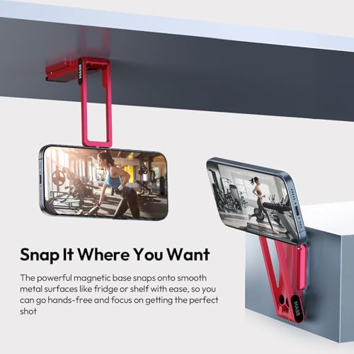 ULANZI MA38 Magnetic Phone Tripod for iPhone, Portable Phone Holder Red - color: Raspberry Red