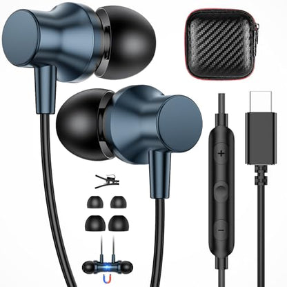 APETOO USB C Wired Earbuds for iPhone 18 Pro 17 16 15 Volume Control Navy - color: Navy