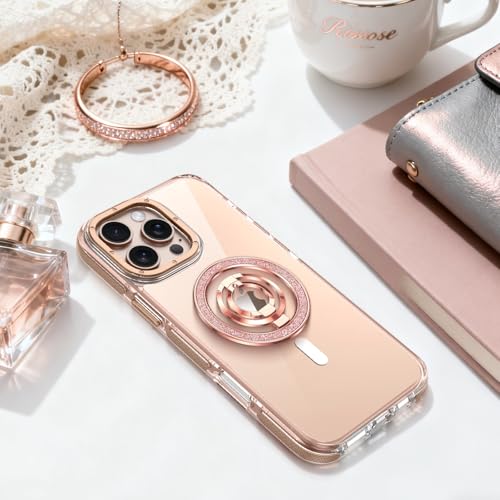 (Flexible Rotation) GUAGUA Magnetic Phone Ring for MagSafe Grip [Super Magnet] Stylish Ring Holder Stand, Mag Safe Accessories for iPhone 17 16 15 14 Pro Max Plus Air, Rose Gold - color: Rose Gold