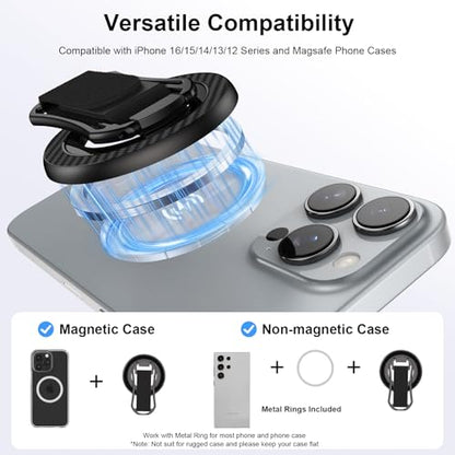 Magnetic Phone Grip for Samsung S26 Ultra S25 S24 Ultra MagSafe Kickstand - color: Black