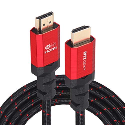 Ritz Gear 4K HDMI 2.0 Cable 2 ft. [10 Pack] 18 Gbps Ultra High Speed Braided Nylon Cord & Gold Connectors - 4K@60Hz/UHD/3D/2160p/1080p/ARC & Ethernet. Compatible with UHD TV/Monitor/PC/PS5/Xbox