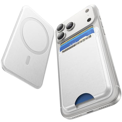 for MagSafe Wallet, 5 Card Holder, Slim Leather Magnetic Wallet for iPhone 17/16/15/14/13/12 Pro Max Plus Air Series, 1 Card Slots & 1 Cash Slot,White - color: White