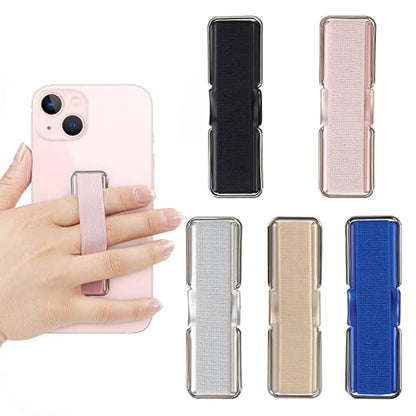 Phone Grip, 5 Pcs Phone Strap Holder for Hand Phone Loop Finger Holder Suitable for iPhone Samsung and Most Smartphones(Black, Silver,Rose Gold,Gold,Blue 5PCS) - color: Black,Silver,Rose Gold,Gold,Blue