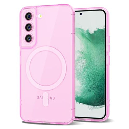 Svanove for Samsung Galaxy S22 Plus Case Clear Compatible with Magsafe Silicone, Transparent Thin Magnetic Mag Safe Case Cute, Girly Aesthetic Trendy Slim Hard Camera Cover Protection, Light Pink - color: Clear Pink, size: S22 Plus