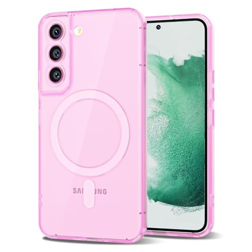 Svanove for Samsung Galaxy S22 Plus Case Clear Compatible with Magsafe Silicone, Transparent Thin Magnetic Mag Safe Case Cute, Girly Aesthetic Trendy Slim Hard Camera Cover Protection, Light Pink - color: Clear Pink, size: S22 Plus