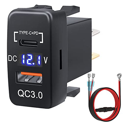 Quick Charge 3.0 & PD USB C Dual USB Port Charger Socket Power Adapter for Toyota - color: PQ & QC 3.0 - 1.57*0.87 inch