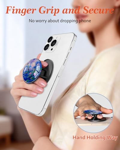 Magnetic Phone Grip, Cute Finger Grip Phone Stand, Water Lily - color: Water Lily