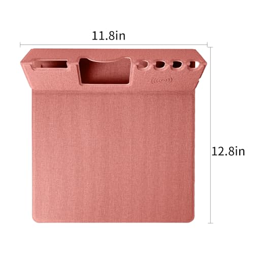 Mouse Pad with Phone Holder & Pen Holders, Wireless Charging Desk Mat, Mousepad Home Office Desk Pad with Ultra-Smooth Surface, Non-Slip Base, Waterproof Keyboard Pad, Classic Pink Desk Mat - color: Pink