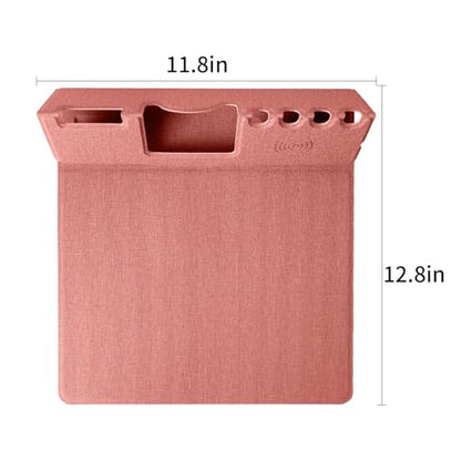 Mouse Pad with Phone Holder & Pen Holders, Wireless Charging Desk Mat, Mousepad Home Office Desk Pad with Ultra-Smooth Surface, Non-Slip Base, Waterproof Keyboard Pad, Classic Pink Desk Mat - color: Pink
