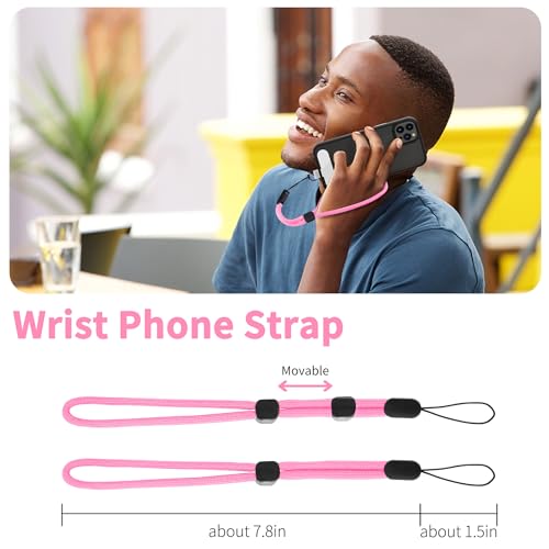 CACOE Phone Lanyard, Light Pink, 2 Pcs - color: Light Pink, size: 30"（Neck Strap×1）+8"（Wrist Strap×1）