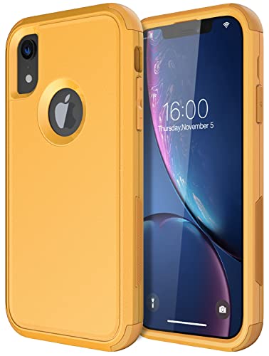 Diverbox for iPhone Xr Case [Shockproof] [Dropproof] [Dust-Proof],Heavy Duty Protection Phone Case Cover for Apple iPhone XR (Yellow) - color: Yellow-3in1