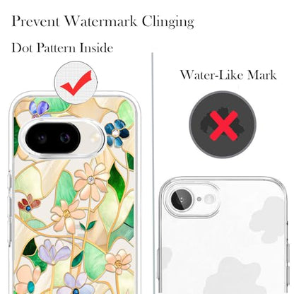 Unov for Pixel 10a Case, Clear with Design, Slim Fit Good Grip, Embossed Phone Case, Shockproof Protective Cover, Raised Camera Protection, Soft TPU, Stained Glass Flower - color: Stained Glass Flower