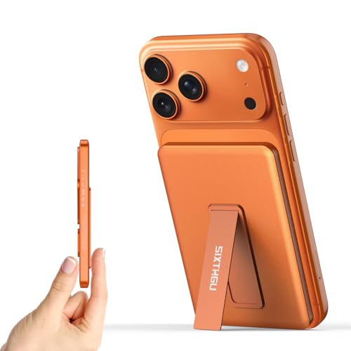 SIXTHGU Magnetic Slim Portable Charger with Stand, PowerMag, 5000mAh Wireless Power Bank[Alloy-Made], PD 20W Fast Charging, Compatible with iPhone 17/16/15/15 Pro/15 Pro Max, iPhone 14/13/12 Series